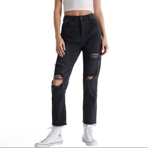 PacSun Black Distressed High Rise Straight Black Jeans Size 26